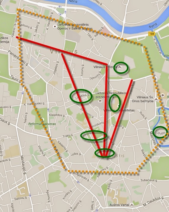 Vilnius map of attractions